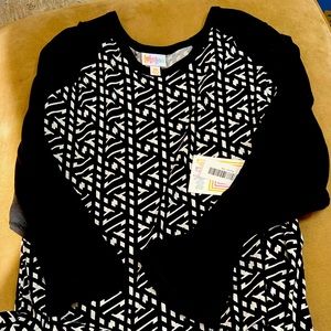 Lularoe Randy, 3XL, black and white geometric pattern, black sleeves